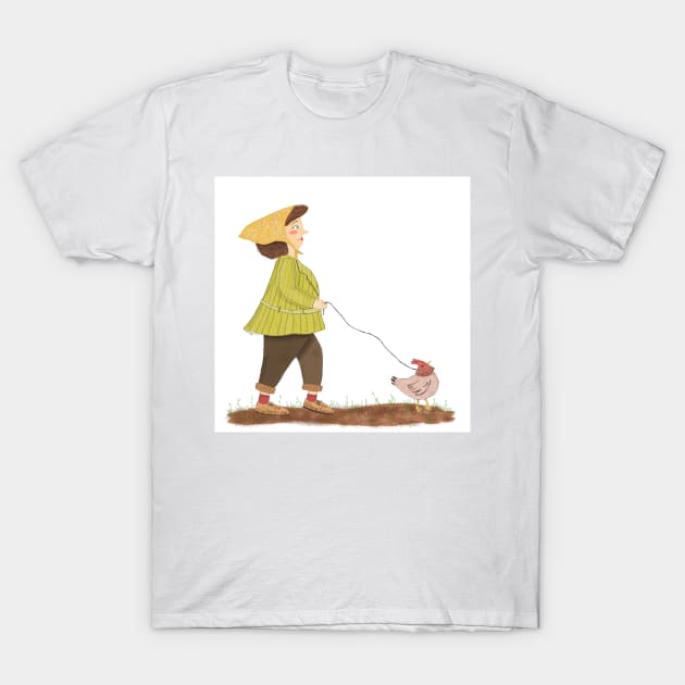 Walking the chicken T-Shirt by Charlotsart